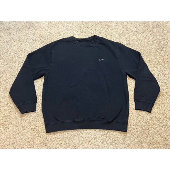 Vintage Nike Black Fleece Crewneck Sweatshirt Gray Tag Size Large Y2K Worn VTG - Picture 1 of 6